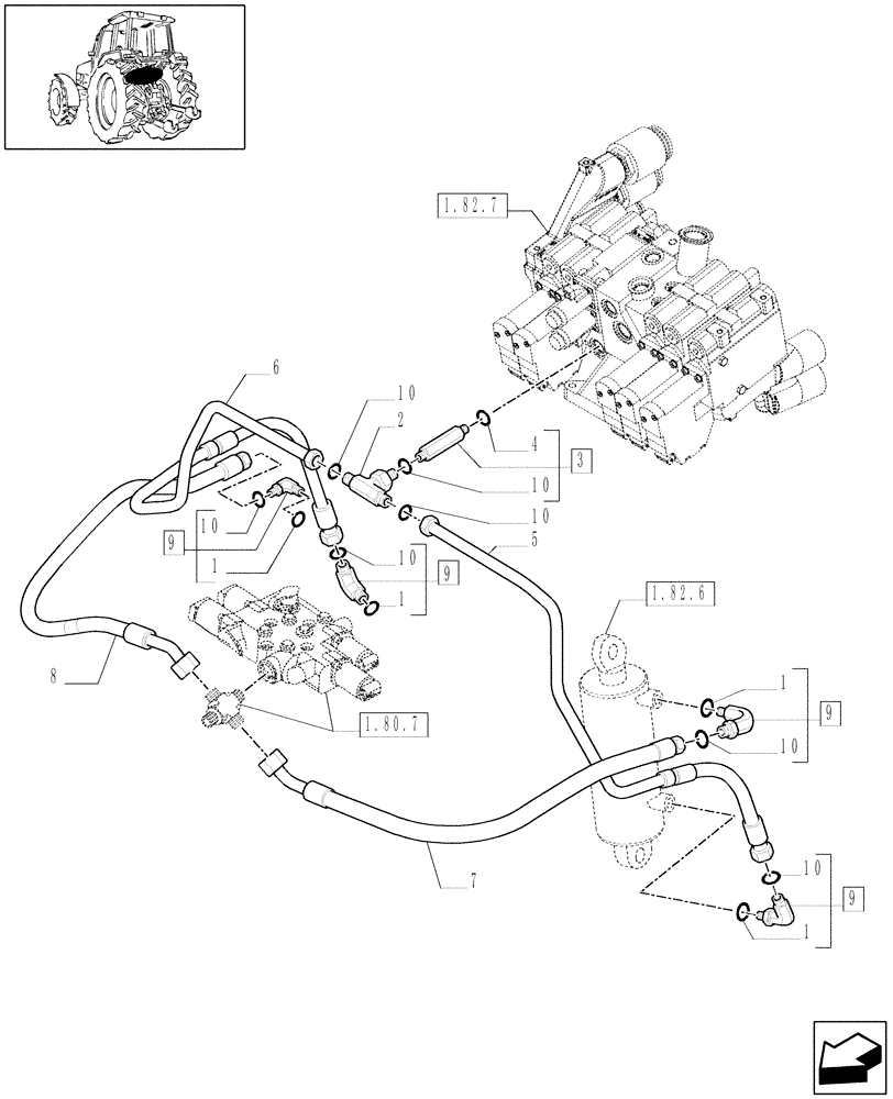 Схема запчастей Case IH PUMA 180 - (1.82.1[02]) - LIFTER, LINES (07) - HYDRAULIC SYSTEM