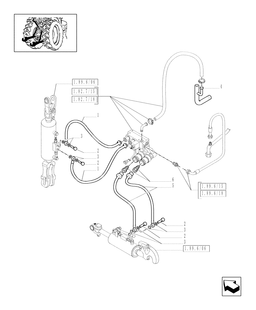 Схема запчастей Case IH MAXXUM 110 - (1.82.7/19) - CAT.2/3 QUICK ATTACH LINKS FOR HYDRAULIC LINKAGE ADJUSTMENT - PIPES (VAR.330921-331921) (07) - HYDRAULIC SYSTEM