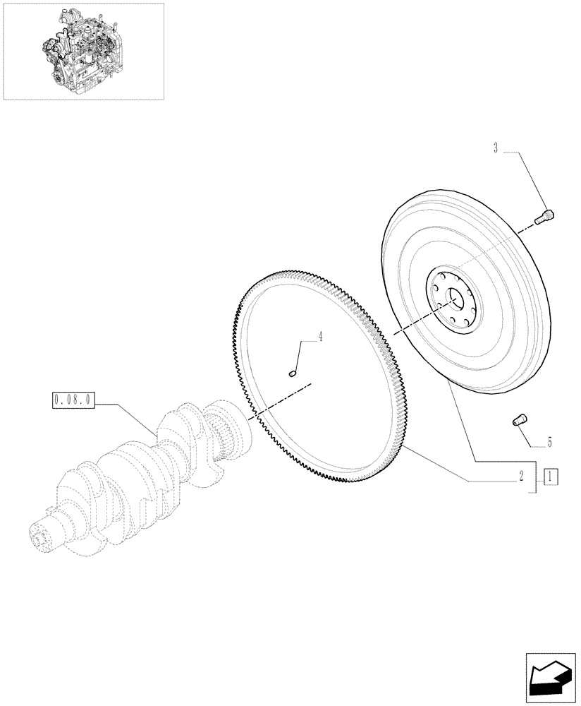 Схема запчастей Case IH MXU130 - (0.08.3) - TRANSMISSION 24X24/16X16 - FLYWHEEL ENGINE (01) - ENGINE