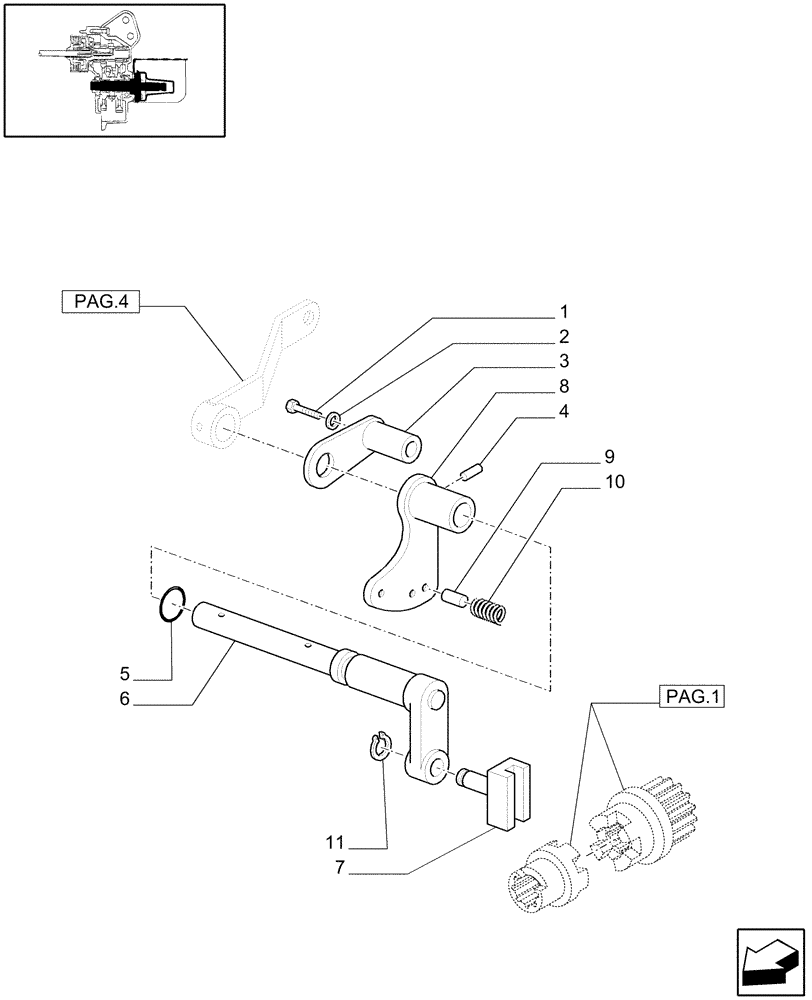 Схема запчастей Case IH JX1095C - (1.80.1/01[03]) - (VAR.804) SYNCHRO MESH GEARED POWER TAKE-OFF (540-540E RPM) - BRACKET, LEVER AND KNOB (07) - HYDRAULIC SYSTEM