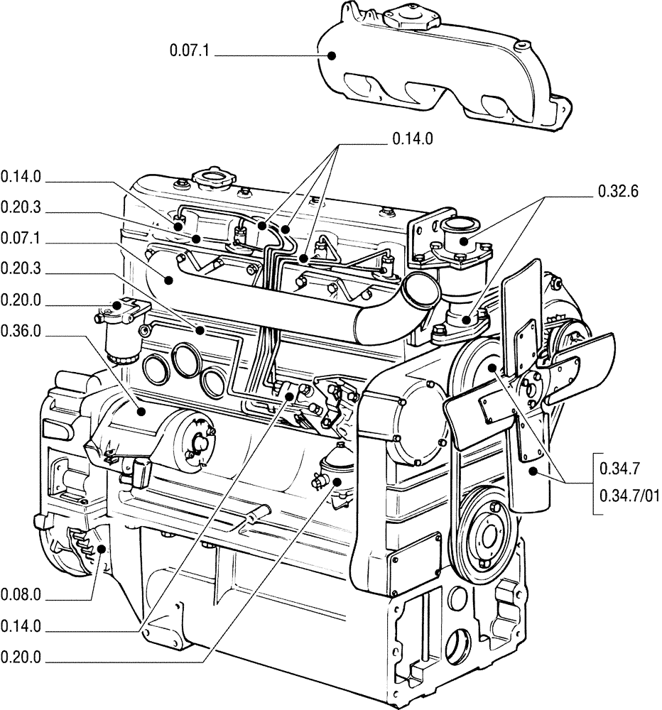 Схема запчастей Case IH JX100U - (0.02.0 SEC. 01[02]) - ENGINE (01) - ENGINE
