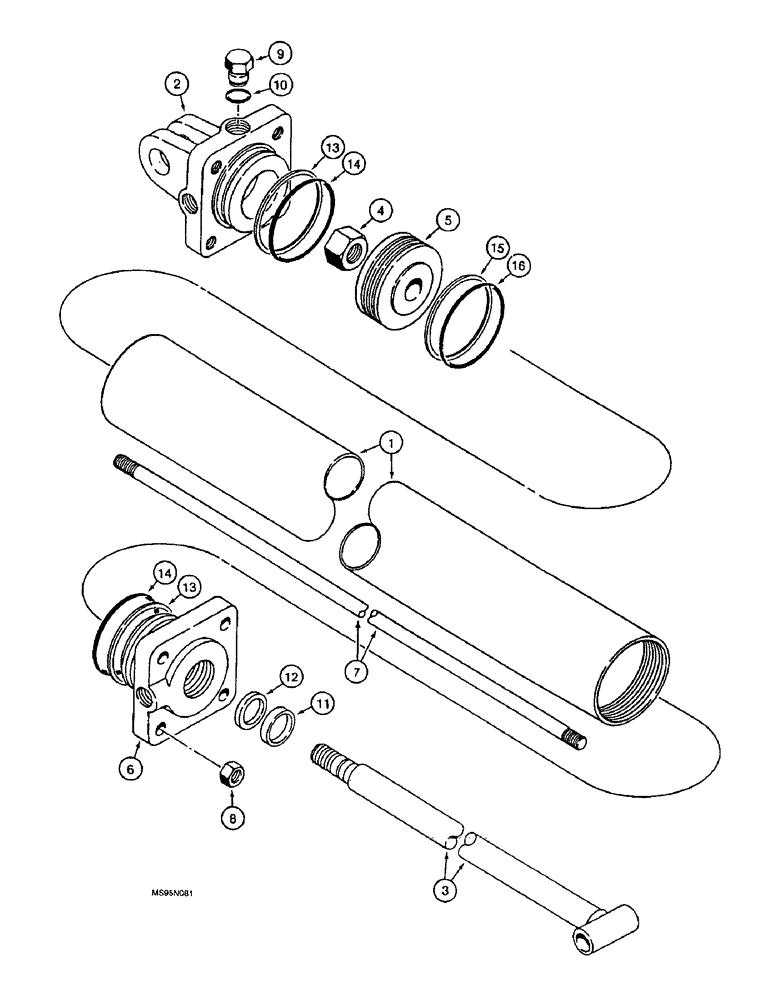 Схема запчастей Case IH 4900 - (8-20) - PRIMARY WING LIFT CYLINDER - 1285753C94, 3-1/2" (89 MM) ID - IOWA INDUSTRIAL HYDRAULICS MANUFACTURED (08) - HYDRAULICS