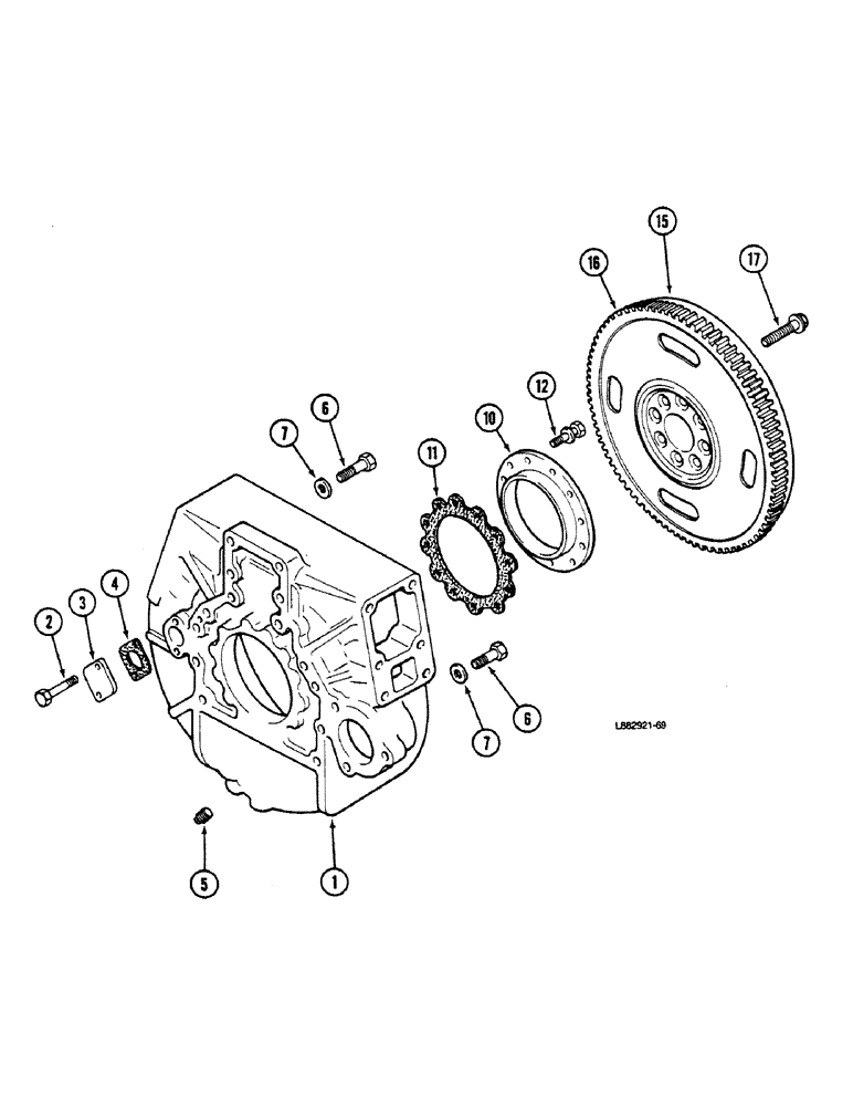 Схема запчастей Case IH 9150 - (2-58) - FLYWHEEL AND HOUSING, L-10 ENGINE (02) - ENGINE