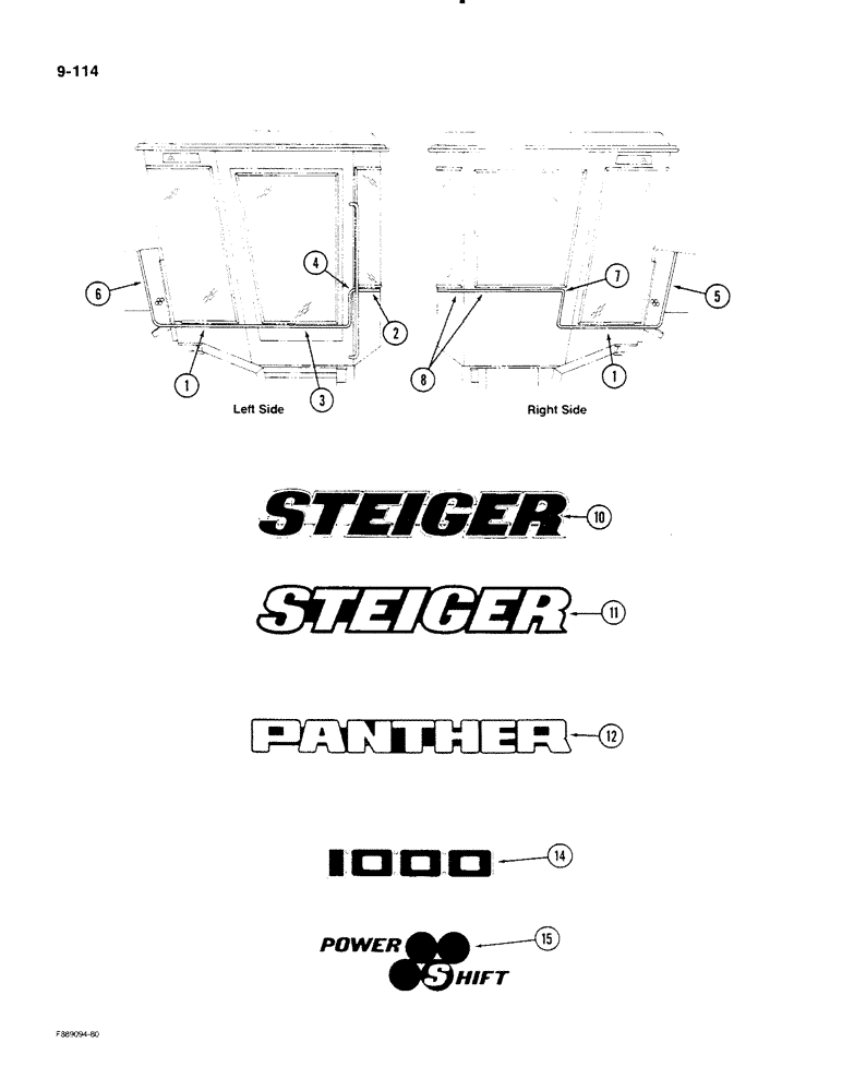 Схема запчастей Case IH STEIGER - (9-114) - DECALS (09) - CHASSIS/ATTACHMENTS