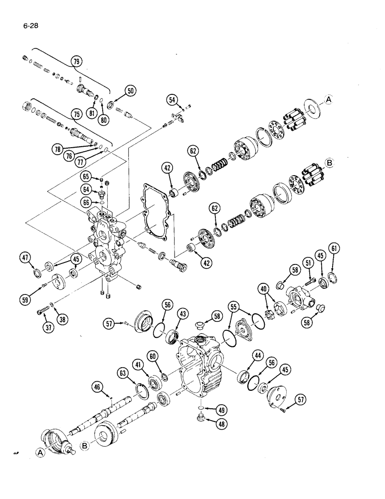 Схема запчастей Case IH 1120 - (6-28) - HYDROSTATIC TRANSMISSION (06) - POWER TRAIN