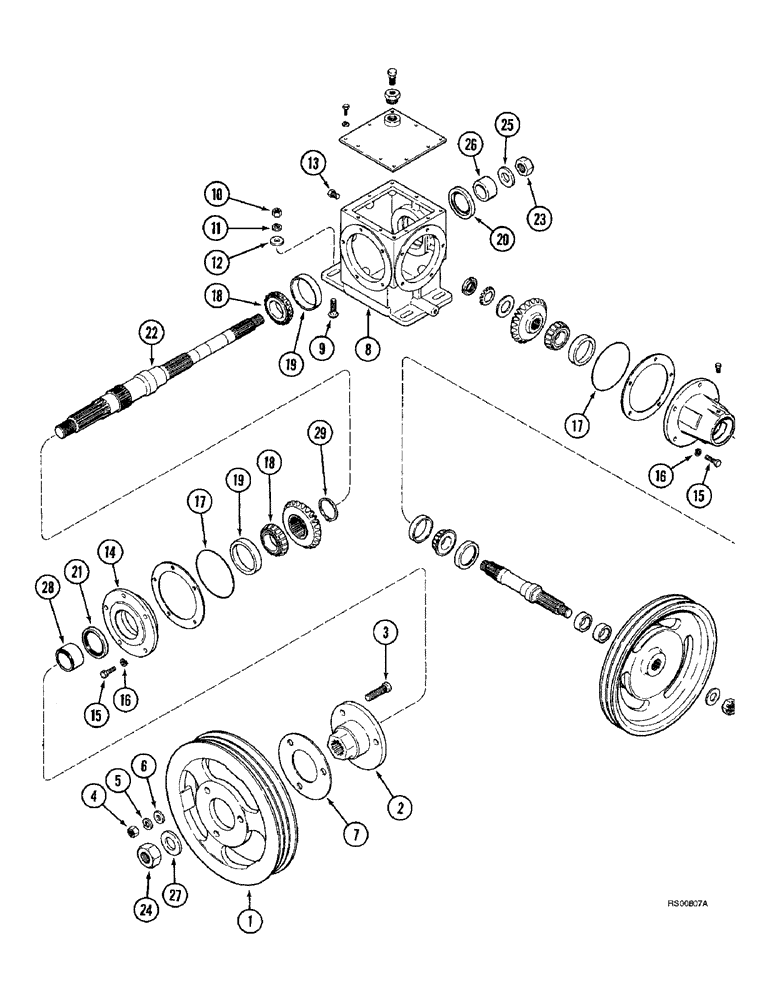 Схема запчастей Case IH 1680 - (9F-12) - STRAW CHOPPER, GEAR HOUSING (19) - STRAW SPREADER & CHOPPER