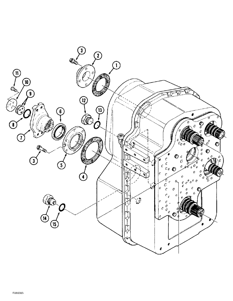 Схема запчастей Case IH 9390 - (6-008) - POWER SHIFT TRANSMISSION ASSEMBLY, REAR COVERS AND YOKE (06) - POWER TRAIN