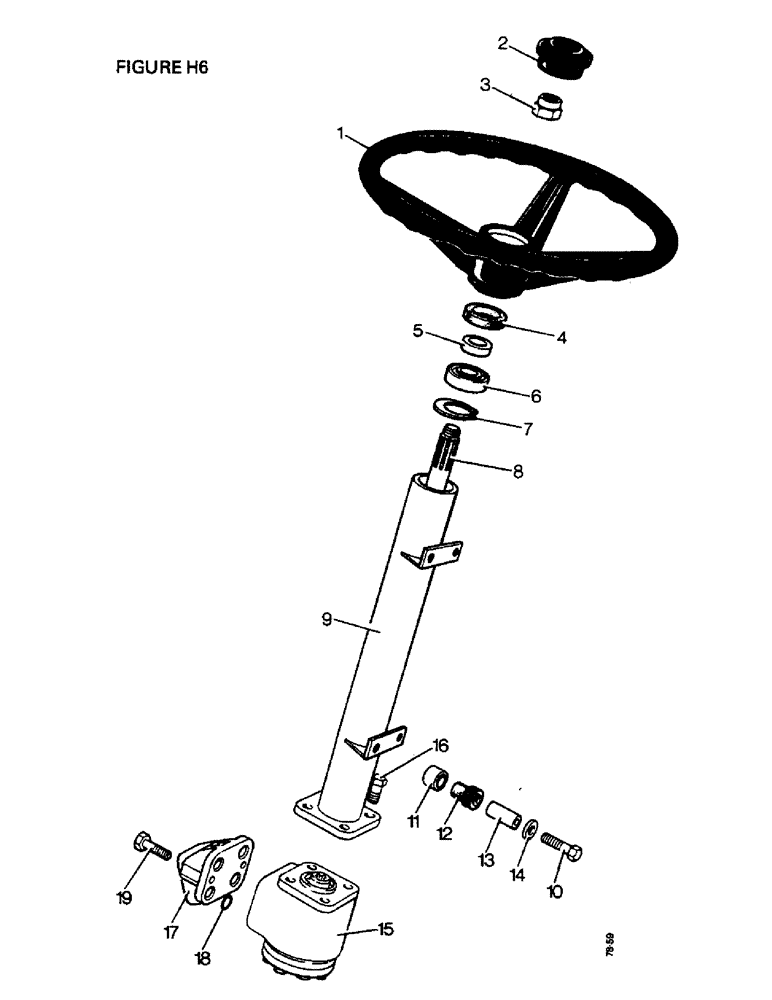 Схема запчастей Case IH 1412 - (H06-1) - STEERING&FRONT AXLE,STEER. COLUMN & SERVO VALVE TRACS.W/CAB [A]1410Q,1410SK,1412Q,1412SK[B]1410Q 4WD Steering & Front Axle