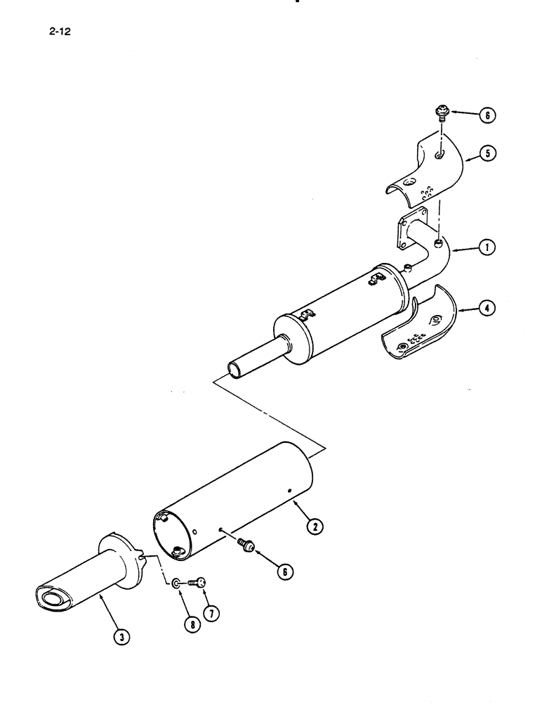 Схема запчастей Case IH 235 - (2-12) - EXHAUST SYSTEM, HORIZONTAL (02) - ENGINE