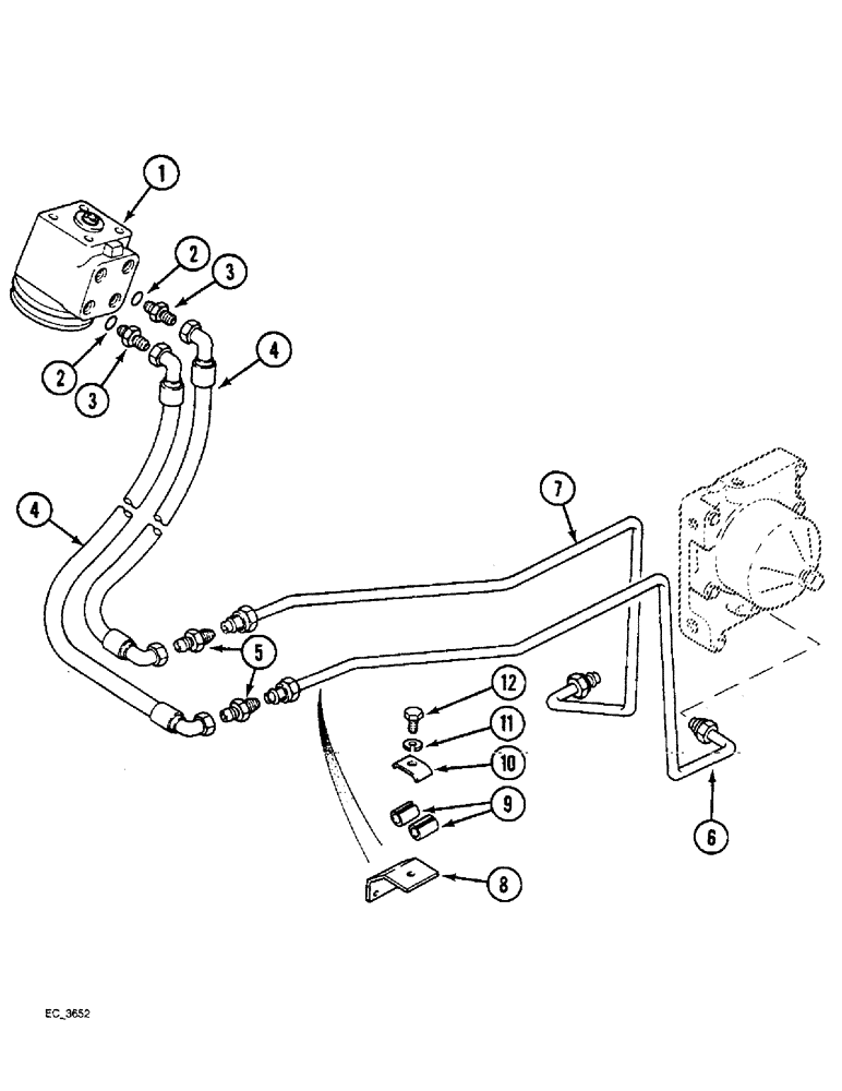 Схема запчастей Case IH 3220 - (5-016) - POWER STEERING TUBES, REAR, 2 WHEEL DRIVE TRACTORS WITH CAB, WITHOUT 2 SPEED POWER SHIFT (05) - STEERING