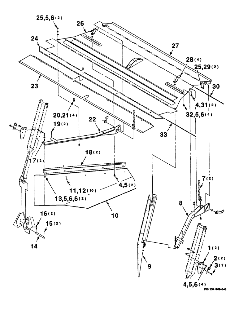 Схема запчастей Case IH 625 - (7-36) - WINDROW FORMING SHIELD ASSEMBLIES (58) - ATTACHMENTS/HEADERS