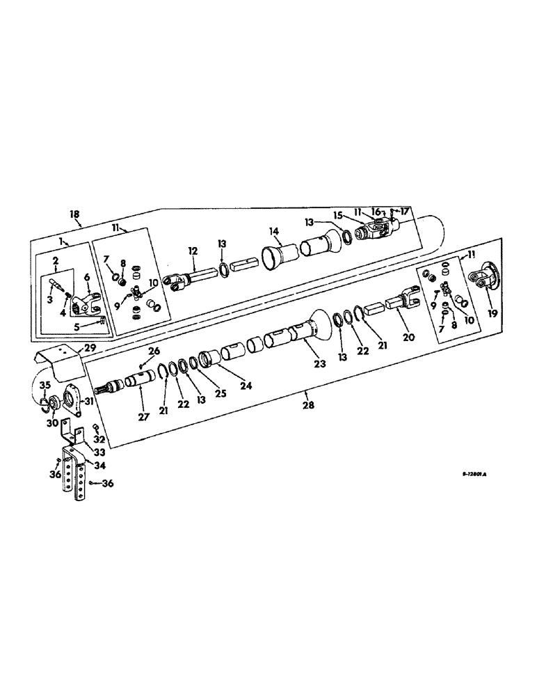 Схема запчастей Case IH 37 - (B-48) - POWER TAKE-OFF DRIVE SHAFTS, THREE KNUCKLE 