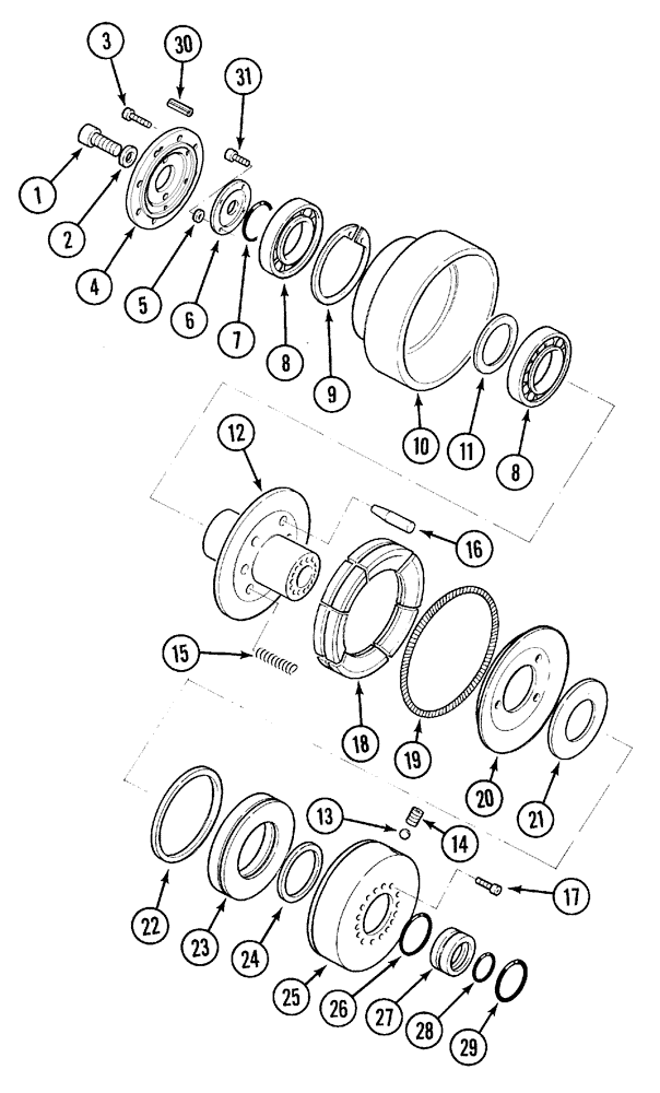 Схема запчастей Case IH MX100 - (06-36) - FRONT P.T.O. CLUTCH (06) - POWER TRAIN