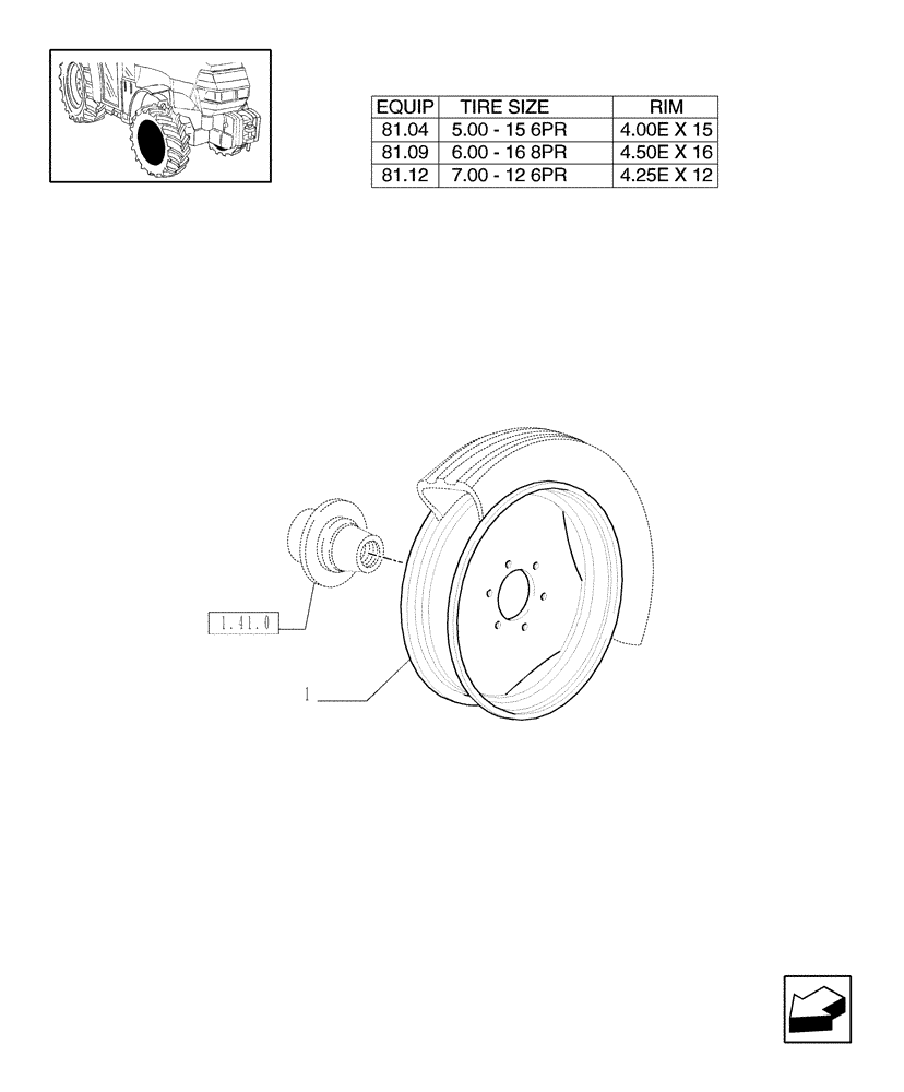 Схема запчастей Case IH JX1070N - (81.00) - 2WD FRONT WHEELS (11) - WHEELS/TRACKS