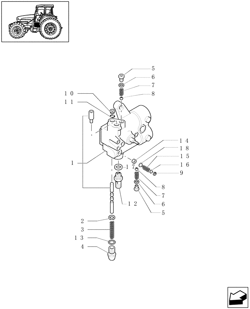 Схема запчастей Case IH JX1080U - (1.27.4[03]) - (VAR.271-272-274-276-296) (HI-LO) AND SYNCHRONIZED REVERSING GEAR - 30-40 KM/H - CONTROL VALVE (03) - TRANSMISSION