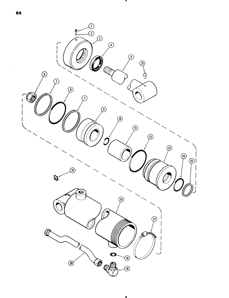 Схема запчастей Case IH 70 - (64) - LIFT CYLINDER, 70L, 70S AND 70U, USED SERIAL NO. 1610126 & AFTER (35) - HYDRAULIC SYSTEMS