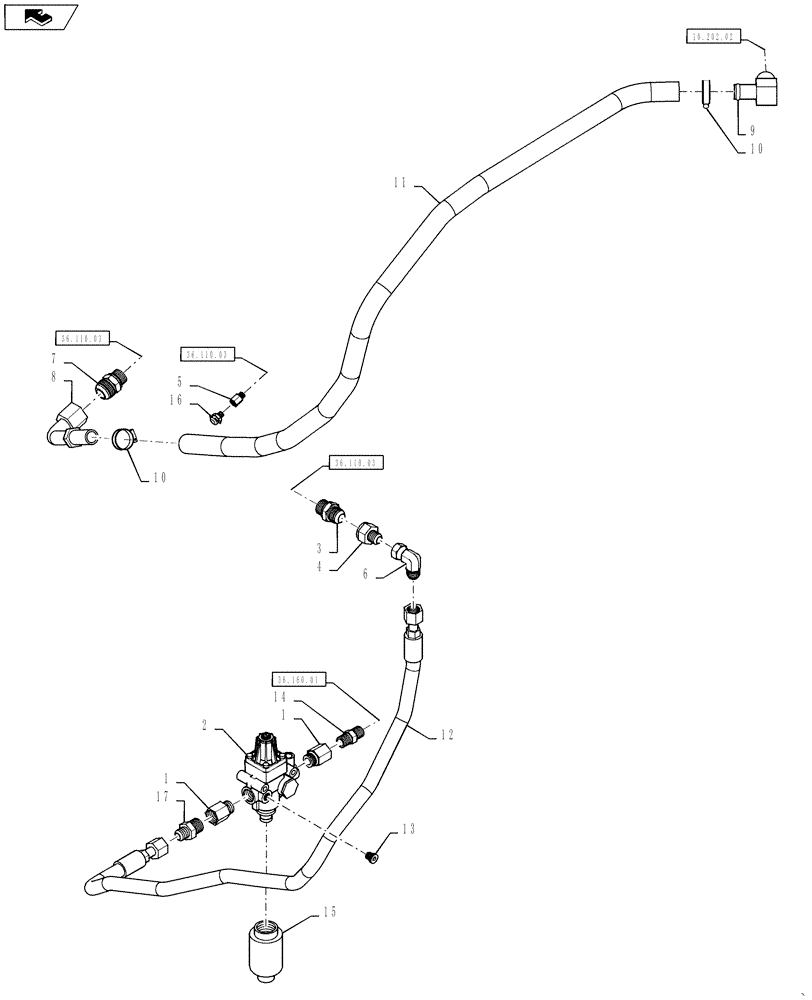 Схема запчастей Case IH 4430 - (36.110.02[02]) - AIR TANK CHARGE, AIR COMPRESSOR, FOAMER, SN YCT033893 AND AFTER (36) - PNEUMATIC SYSTEM