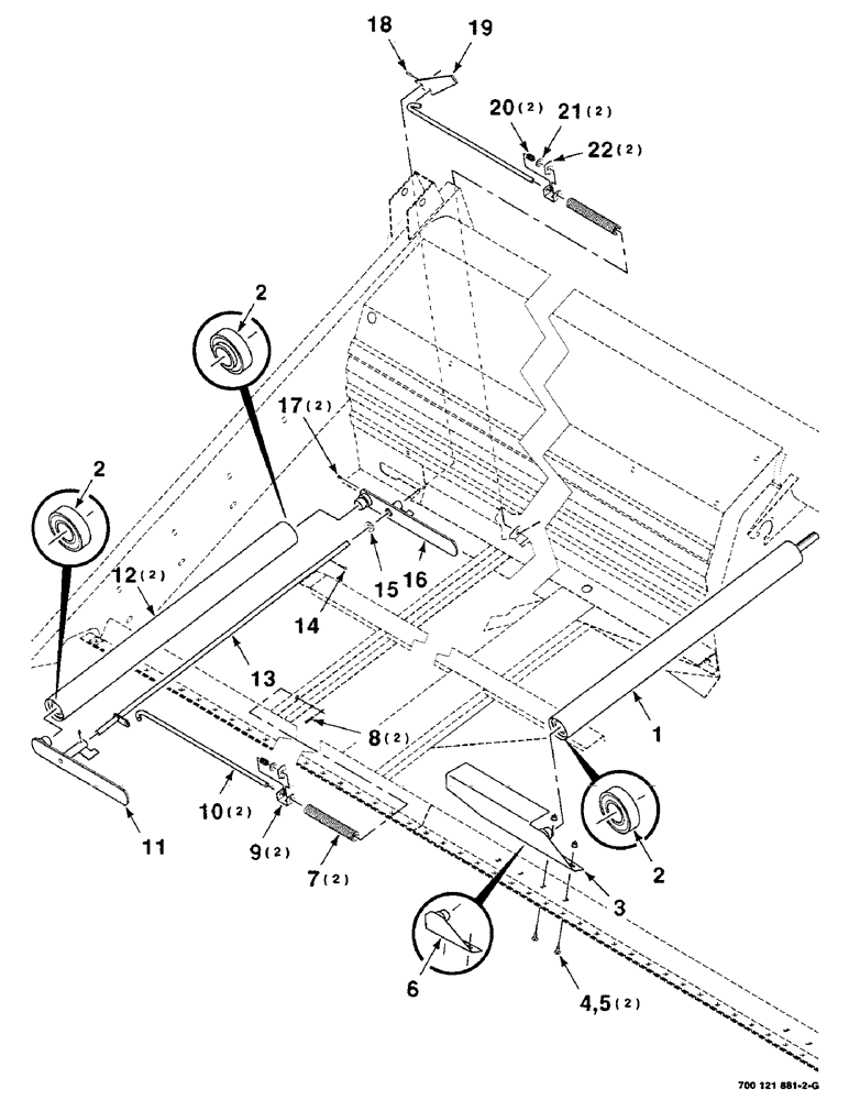 Схема запчастей Case IH 8230 - (5-04) - DRAPER ROLLERS AND TIGHTENER ASSEMBLY, RIGHT (58) - ATTACHMENTS/HEADERS