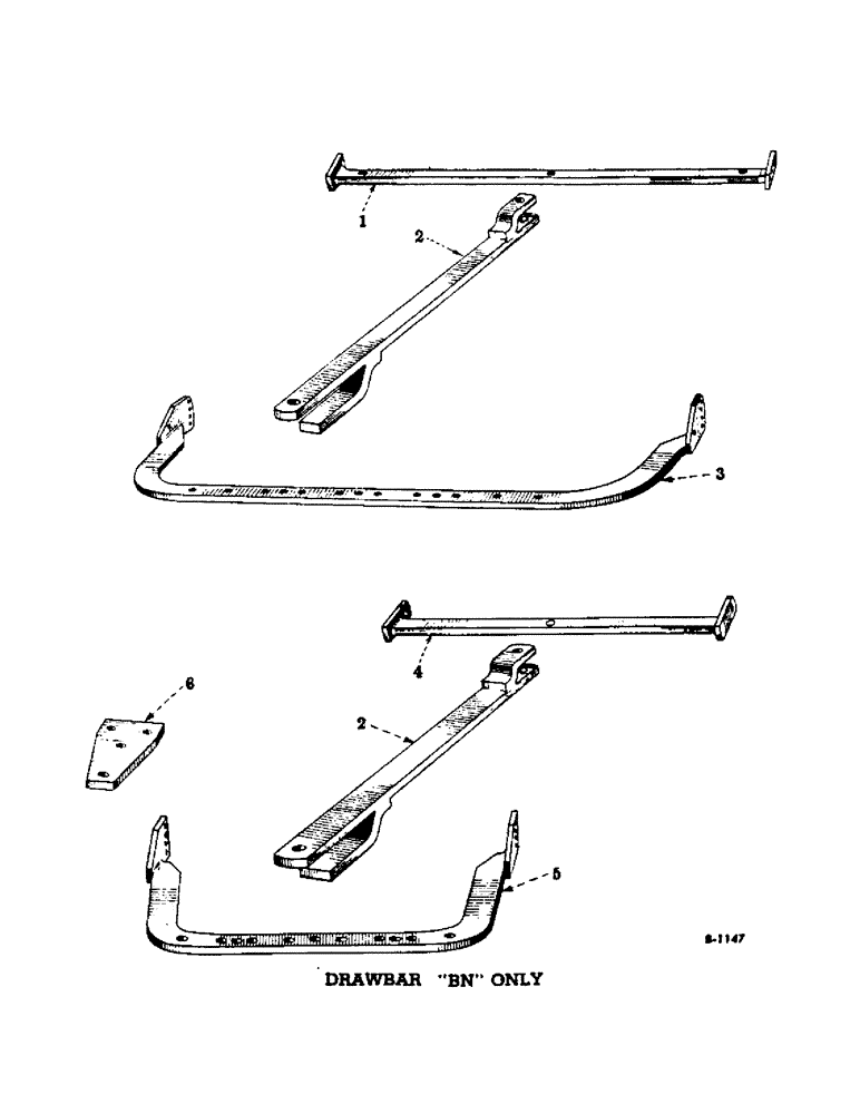 Схема запчастей Case IH FARMALL B - (122) - CHASSIS, DRAWBARS, FOR "B" AND "BN" TRACTORS (12) - CHASSIS