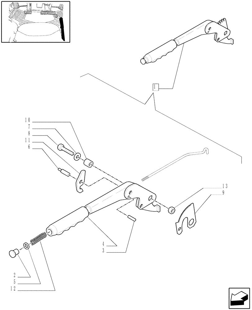 Схема запчастей Case IH JX90 - (1.92.67/ A) - HAND BRAKE - BREAKDOWN (10) - OPERATORS PLATFORM/CAB