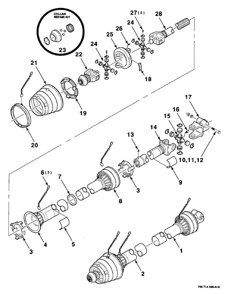 Схема запчастей Case IH 8455T - (2-04) - IMPLEMENT DRIVELINE ASSEMBLY, NEAPCO, SERIAL NUMBER CFH0080366 AND LATER Driveline