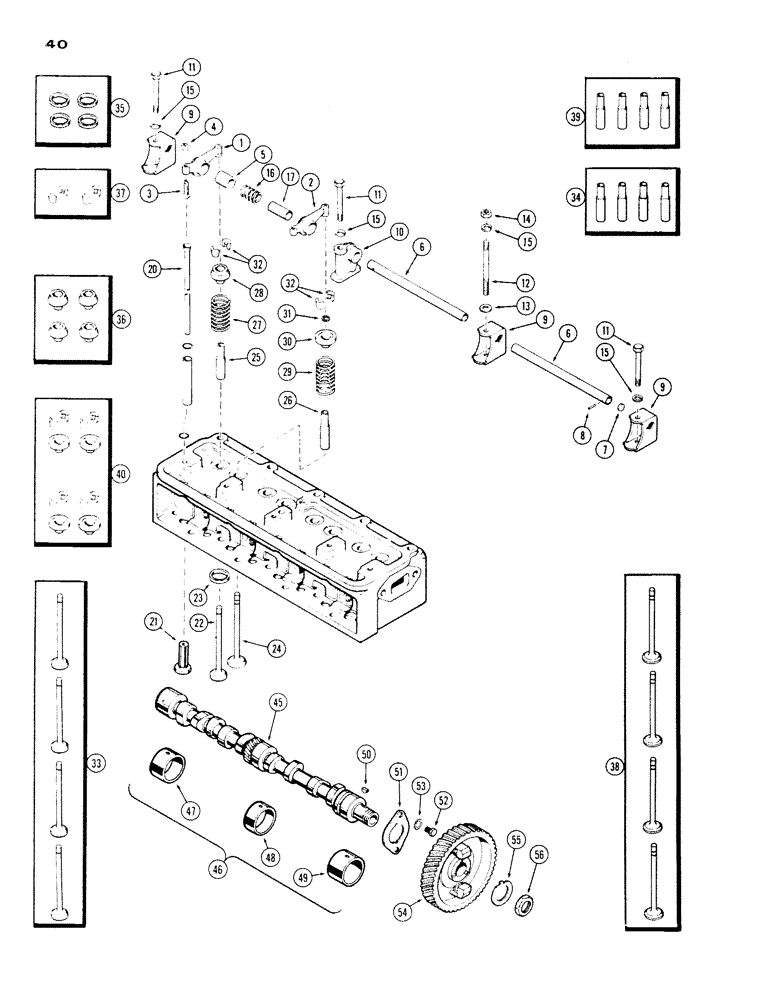 Схема запчастей Case IH 530 - (040) - VALVE MECHANISM AND CAMSHAFT, 530, 159, SPARK IGNITION ENGINE (02) - ENGINE