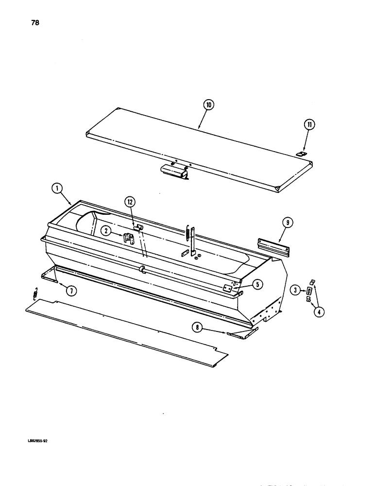 Схема запчастей Case IH 5100 - (078) - GRAIN AND FERTILIZER HOPPER, 13 FURROW, 7 INCH SPACING 