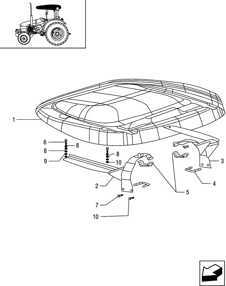 Схема запчастей Case IH JX95 - (1.87.7/01) - VAR - 857, 334318 - FOLDING ROPS CANOPY (08) - SHEET METAL