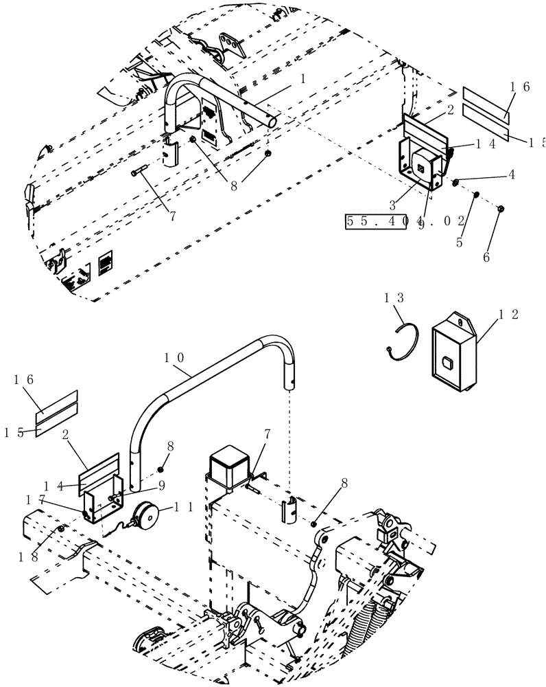 Схема запчастей Case IH 700 - (55.404.01) - LIGHTING, INNER AND OUTER SECTION (55) - ELECTRICAL SYSTEMS