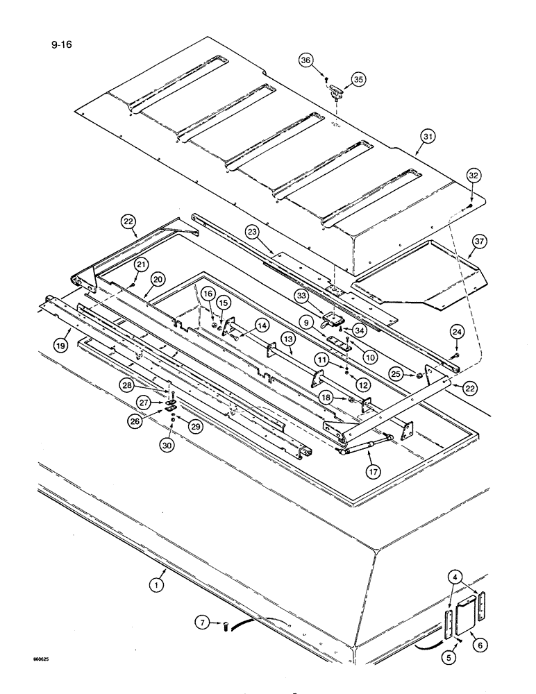 Схема запчастей Case IH 8500 - (9-016) - HOPPER AND COVER (09) - CHASSIS/ATTACHMENTS