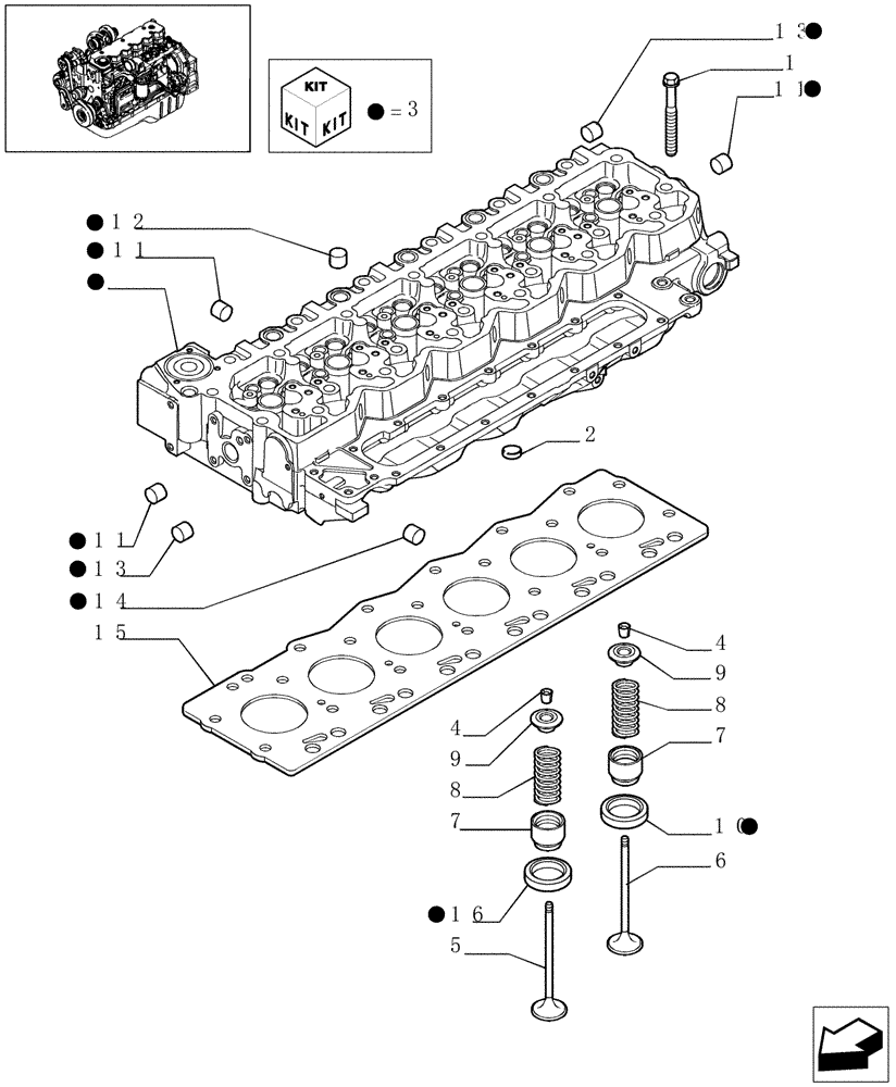 Схема запчастей Case IH F4HE9684D J102 - (0.06.0[01]) - CYLINDER HEAD (504115961) 