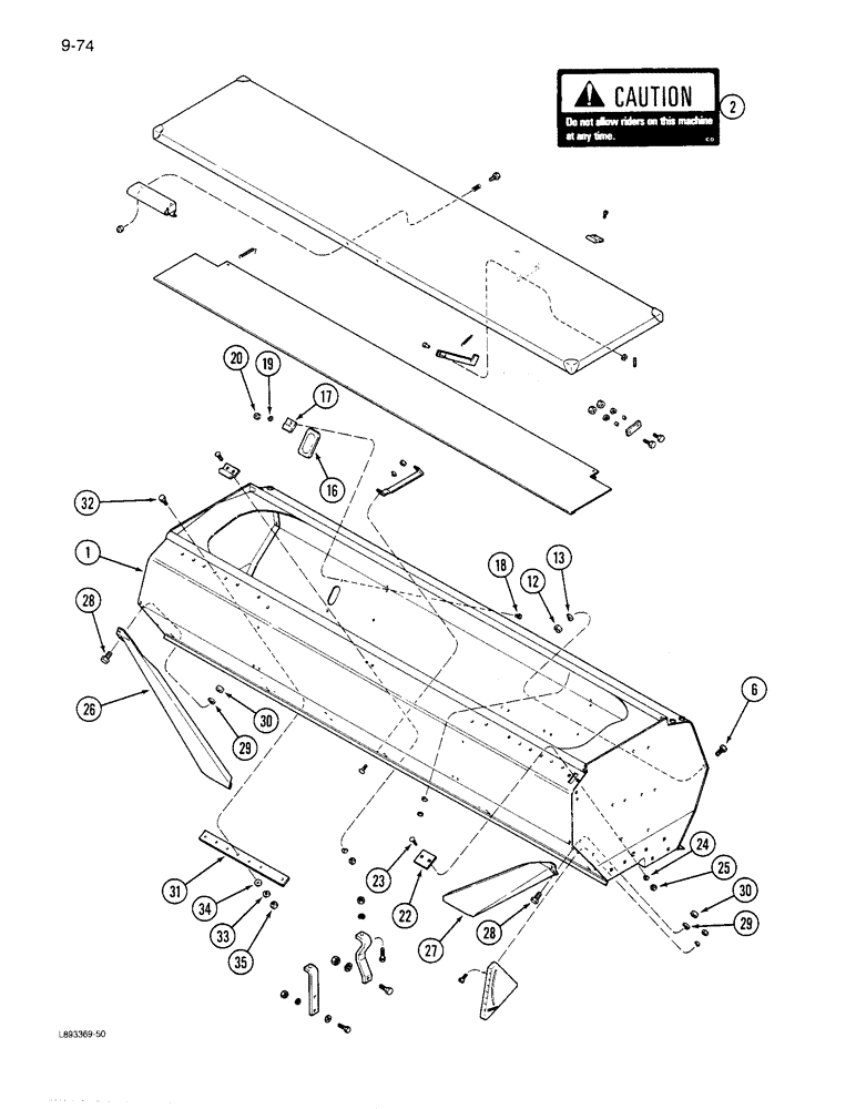 Схема запчастей Case IH 6300 - (9-074) - GRAIN AND FERTILIZER HOPPER, CONTINUED (09) - CHASSIS/ATTACHMENTS