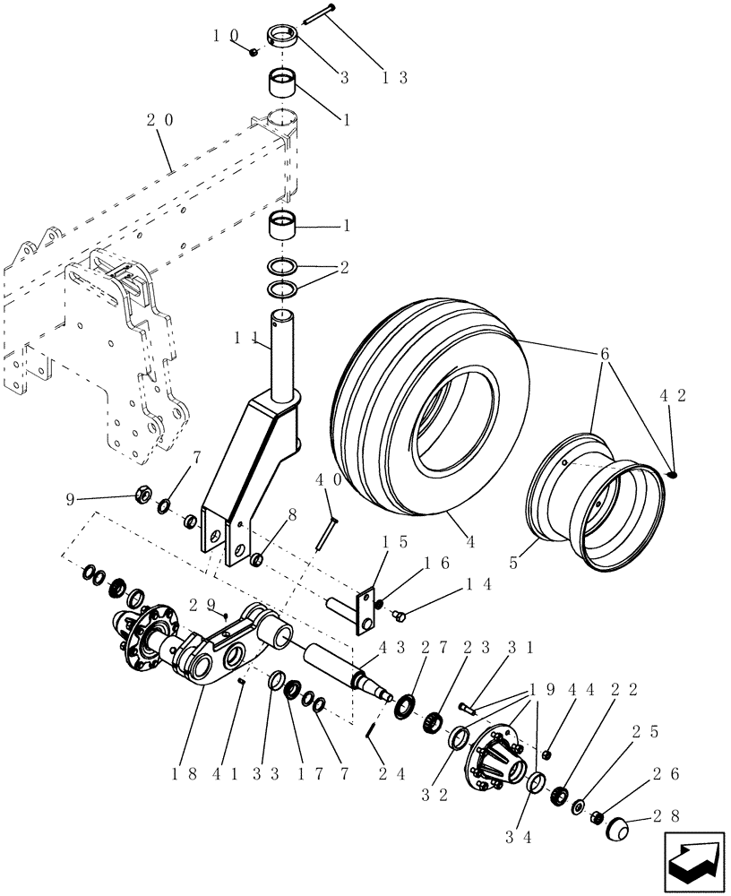 Схема запчастей Case IH 30 - (44.100.02) - CASTER - HEAVY DUTY 8 BOLT HUB (44) - WHEELS