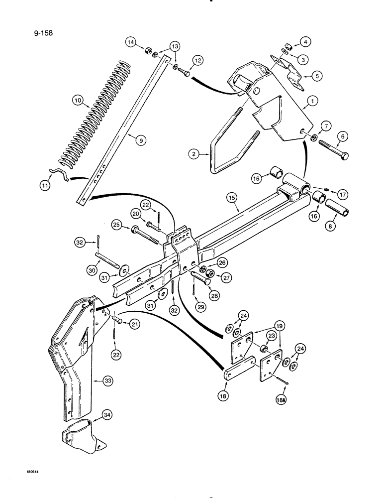 Схема запчастей Case IH 8500 - (9-158) - FURROW OPENER, WITH SHEAR TRIP POINT, 45 FOOT WIDE DRILL (09) - CHASSIS/ATTACHMENTS