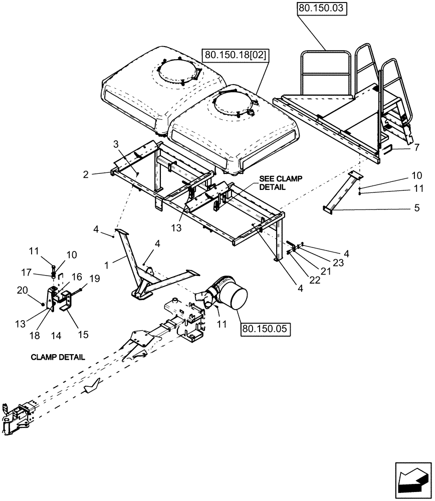 Схема запчастей Case IH 1250 - (80.150.14[02]) - BULK FILL - TANK AND FRAME - 12 AND 16 ROW ASN Y9S007001 (80) - CROP STORAGE/UNLOADING