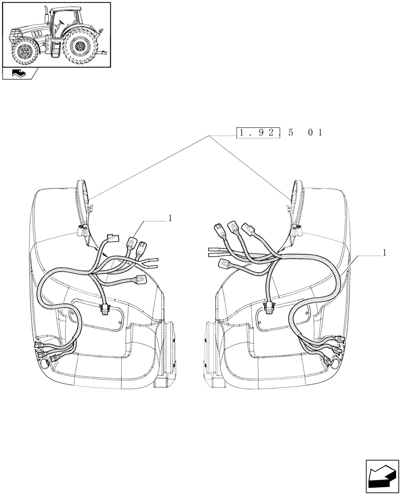 Схема запчастей Case IH MAXXUM 110 - (1.75.4/02) - OUTER CONTROL MOUNTED MUDGUARDS (VAR.332803-335803-336803) (06) - ELECTRICAL SYSTEMS