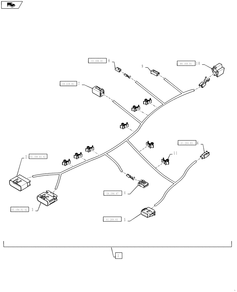 Схема запчастей Case IH TITAN 4530 - (55.100.03) - FRONT DASH HARNESS (55) - ELECTRICAL SYSTEMS