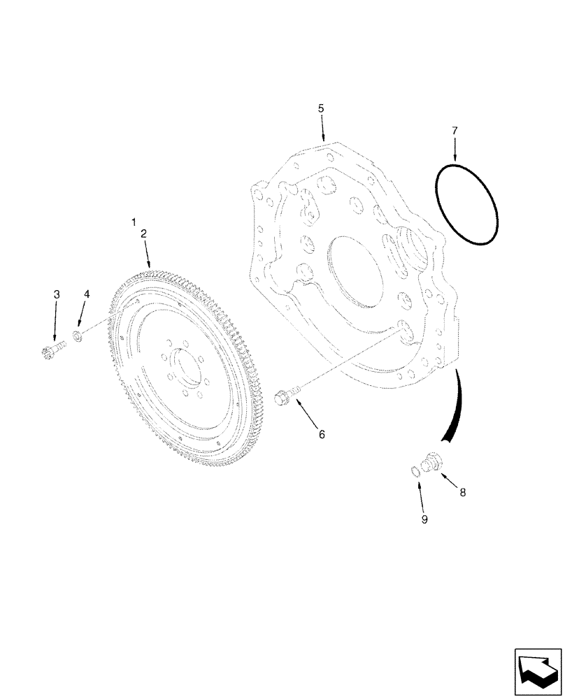 Схема запчастей Case IH 2577 - (10.103.05) - FLYWHEEL AND BACKING PLATE (10) - ENGINE