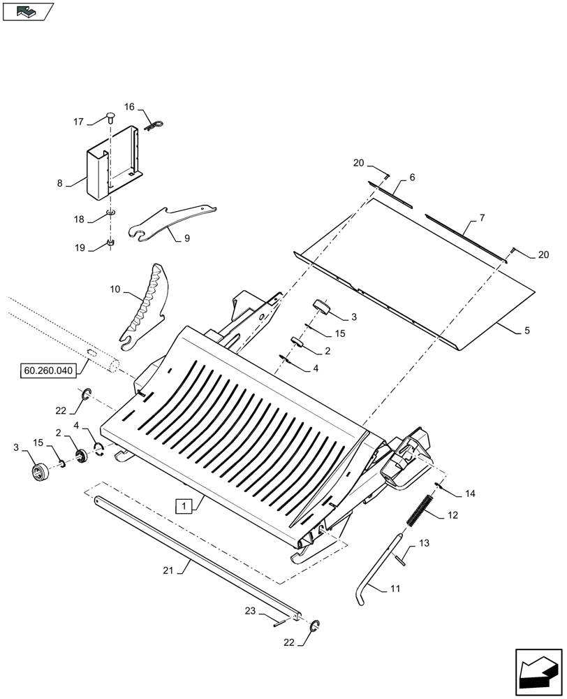 Схема запчастей Case IH LB424R XL - (60.260.030) - KNIFE DRAWER MEDIUM CUT, KNIVES (60) - PRODUCT FEEDING