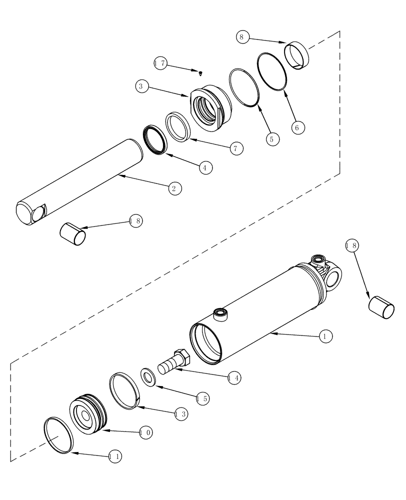 Схема запчастей Case IH MX230 - (08-27A) - CYLINDER ASSEMBLY - HITCH (95 MM) MARKED 278277A3 (08) - HYDRAULICS