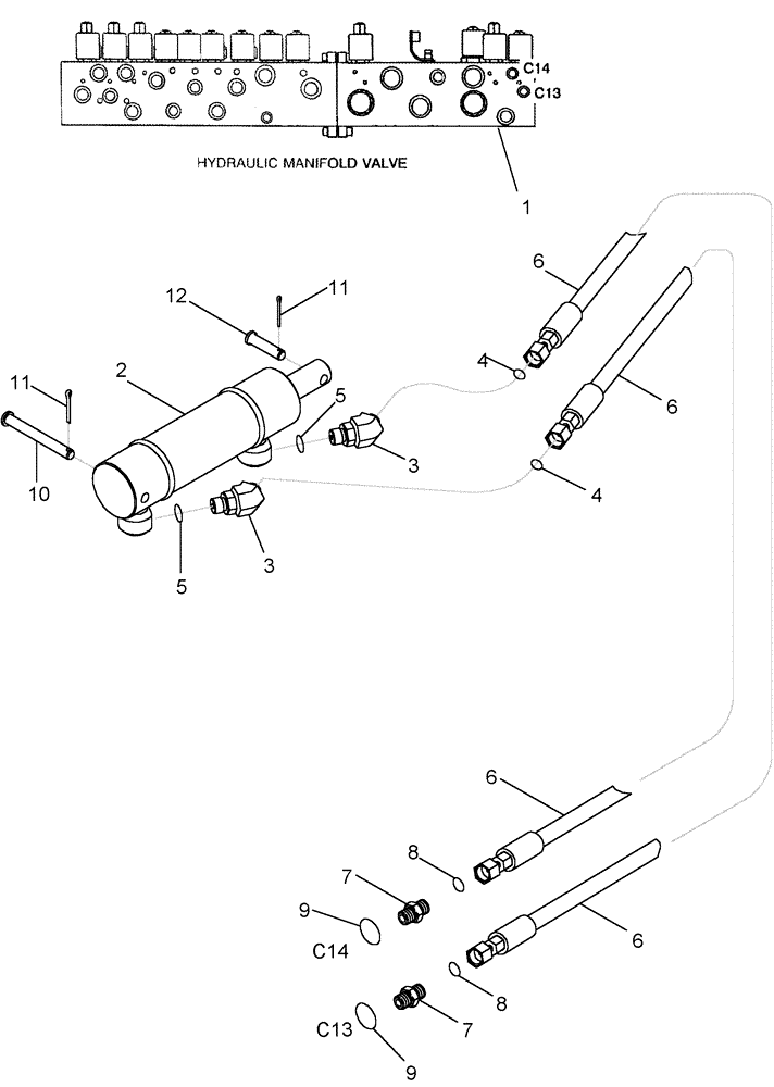 Схема запчастей Case IH 420 TIER 3 - (08-25) - FAN ENGAGEMENT CYLINDER SYSTEM (07) - HYDRAULICS