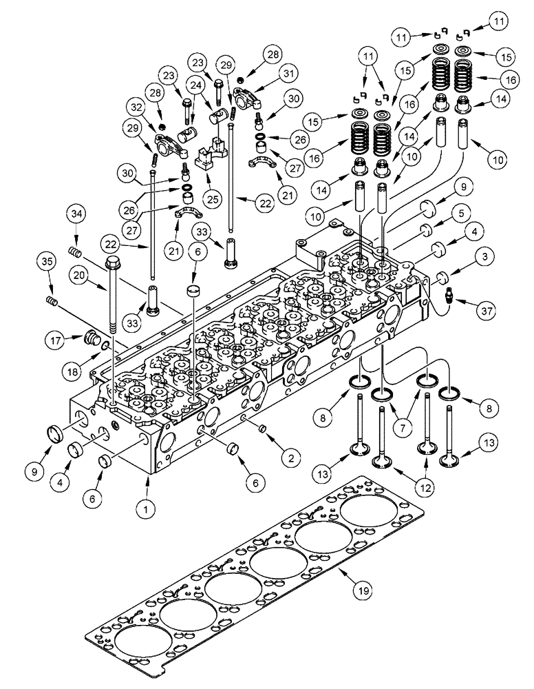 Схема запчастей Case IH FLX3510 - (02-049) - CYLINDER HEAD AND VALVE MECHANISM, FLX 3510 (01) - ENGINE