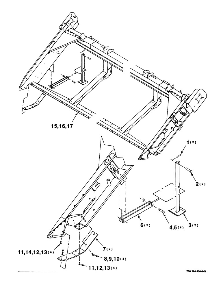 Схема запчастей Case IH 8820 - (7-2) - HEADER, SKID SHOE AND STAND ASSEMBLY (58) - ATTACHMENTS/HEADERS