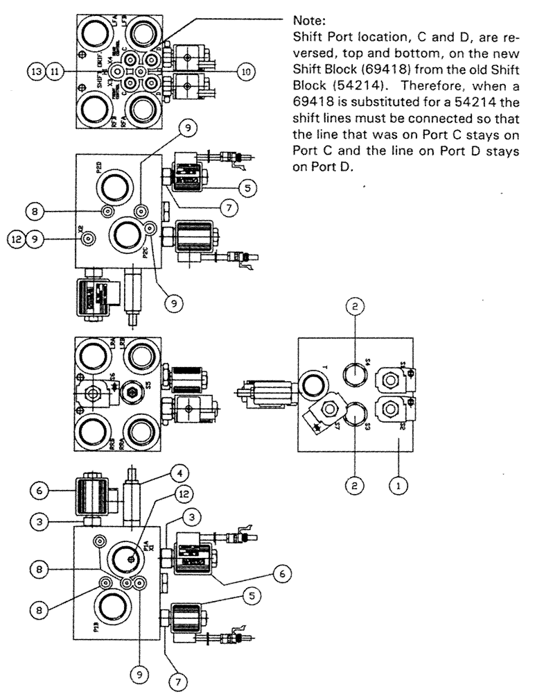 Схема запчастей Case IH PATRIOT 150 - (06-014) - SHIFT BLOCK (NEW) REPLACEMENT PARTS Hydraulic Plumbing