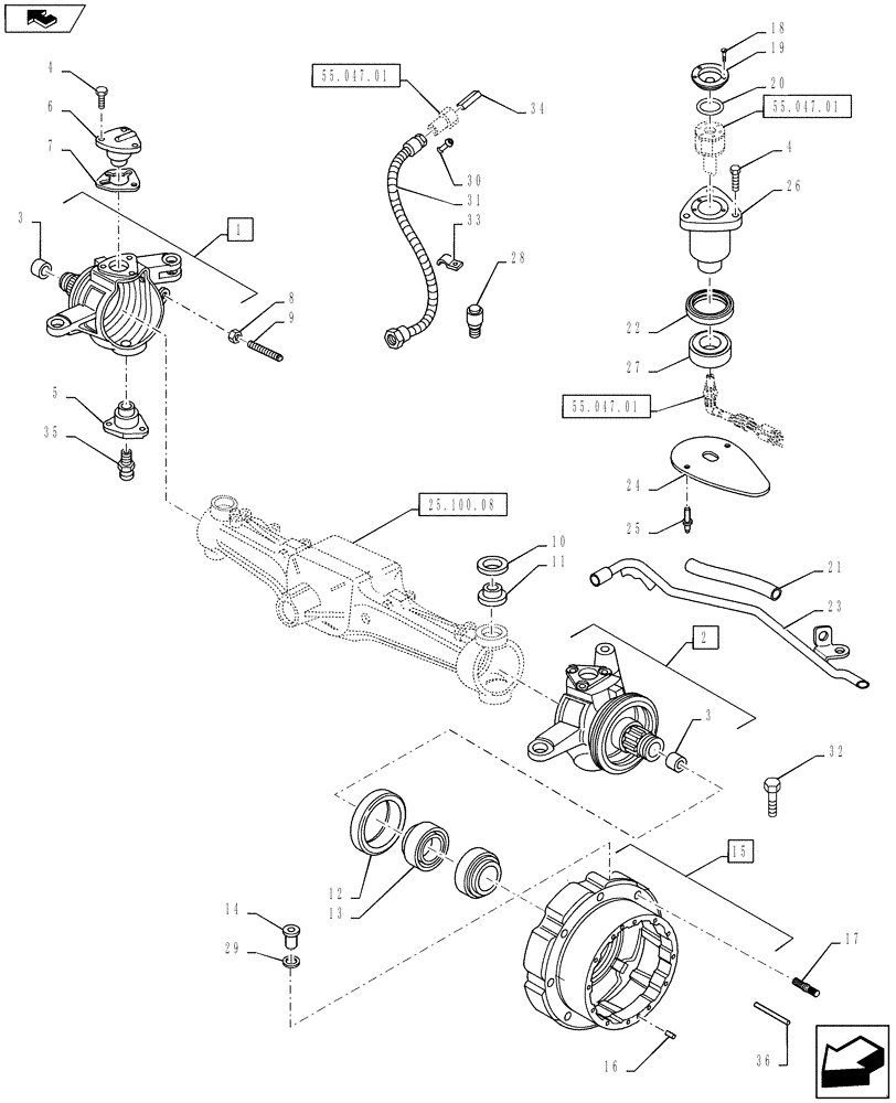 Схема запчастей Case IH PUMA 130 - (25.108.07) - VAR - 330427 - CL.3 SUSPENDED FRONT AXLE W/ BRAKES - STEERING KNUCKLE - SENSOR - HUB (25) - FRONT AXLE SYSTEM