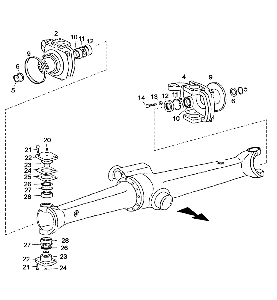 Схема запчастей Case IH C55 - (05-08[01]) - SWIVEL HOUSINGS - M.F.D. (05) - STEERING