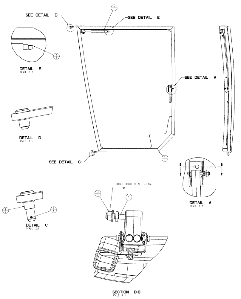 Схема запчастей Case IH FLX3010 - (01-021[01]) - RH CAB WINDOW GROUP (10) - CAB