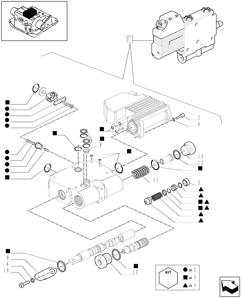 Схема запчастей Case IH MXU135 - (1.82.7/ L) - ELECTRONIC CONTROL VALVE - COMPONENT PARTS - D5504 (07) - HYDRAULIC SYSTEM