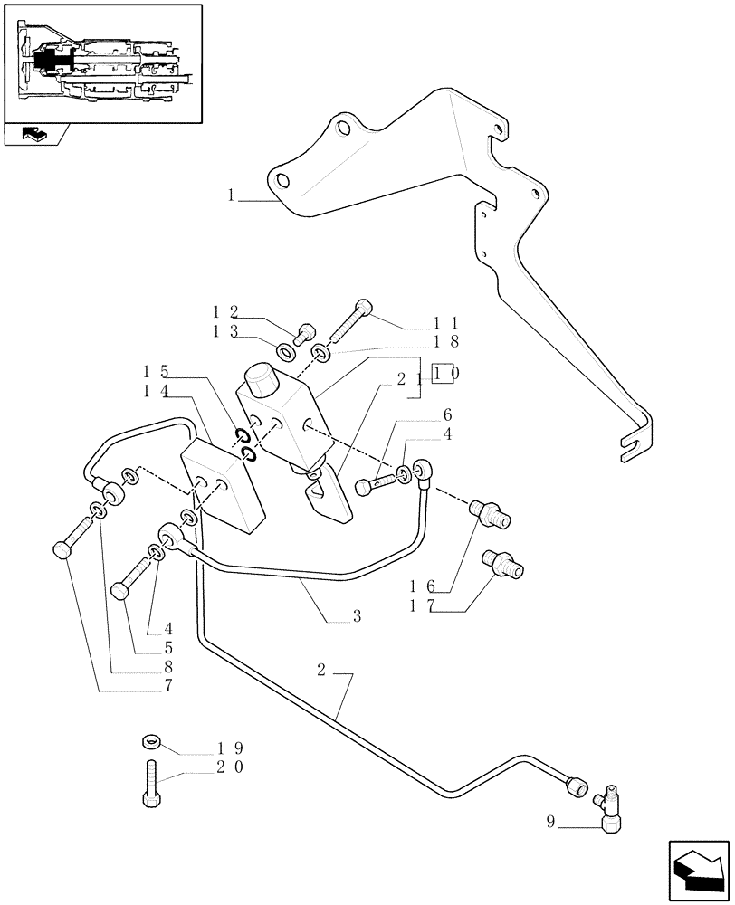 Схема запчастей Case IH FARMALL 75C - (1.80.5[04]) - FRONT HPL AND PTO CHASSIS MOUNTED - VALVE AND PIPES (VAR.330404-331404-332404-333404-330789) (07) - HYDRAULIC SYSTEM