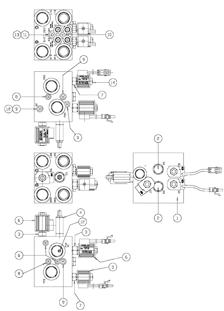 Схема запчастей Case IH SPX2130 - (06-012) - SHIFT BLOCK - REPLACEMENT PARTS Hydraulic Plumbing